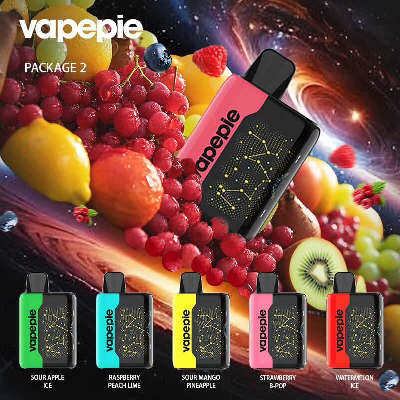 💥Akcia 1+1 ZADARMO!✨VAPEPIE 25000 Potiahnutí (slukov) - Zakrivená obrazovka hviezdnej oblohy