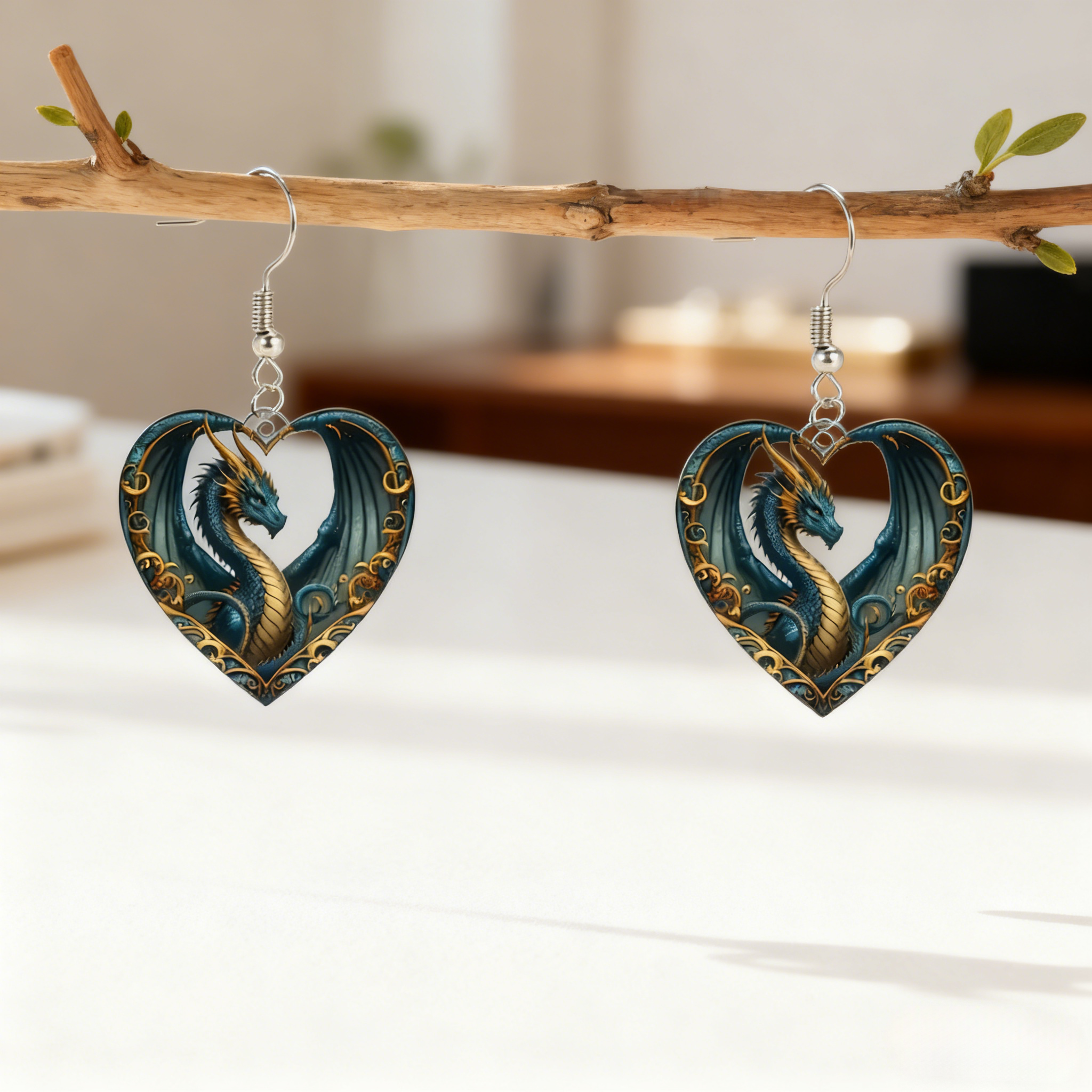 🐉 Mystic Heart Dragon Earrings