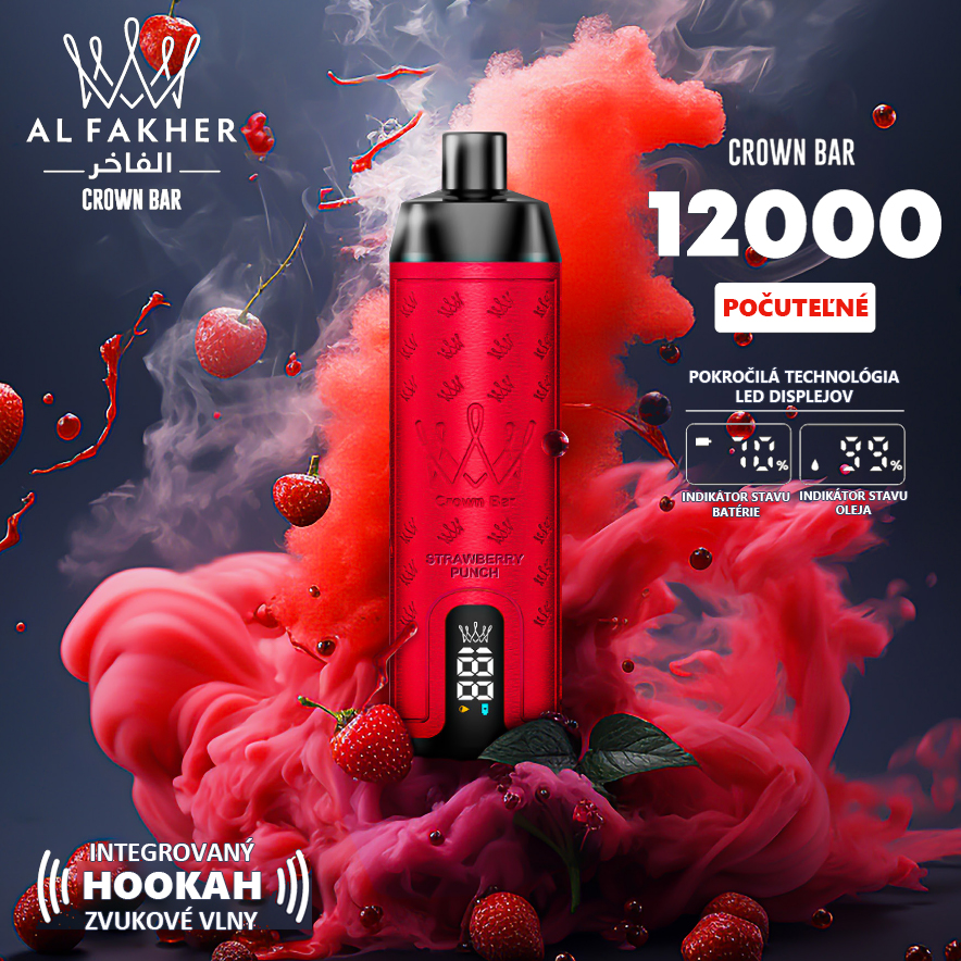 💥Akcia 1+1 ZADARMO!🔥AlFAKHER 12000 Potiahnutí (slukov) Crown Bar - 15 příchutí