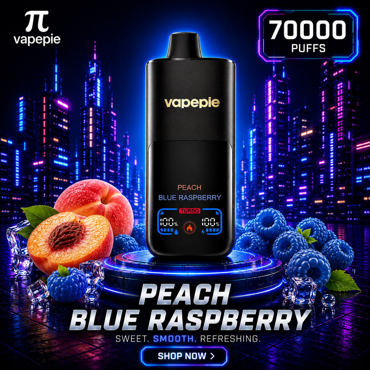 Peach Blue Raspberry | 70000 Puffs Rechargeable Disposable Vape
