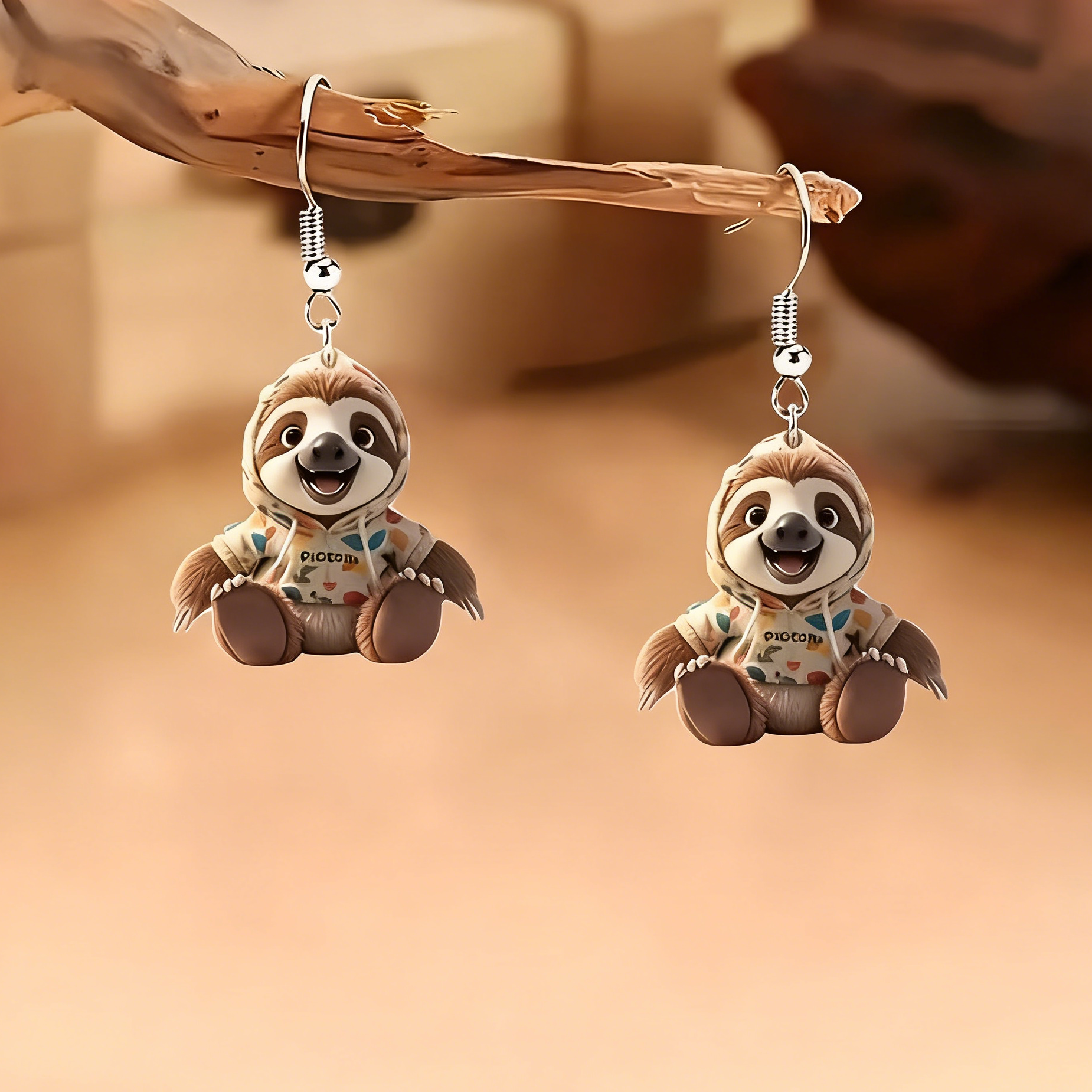 🦥🌿 Sleepy Sloth Hoodie Earrings