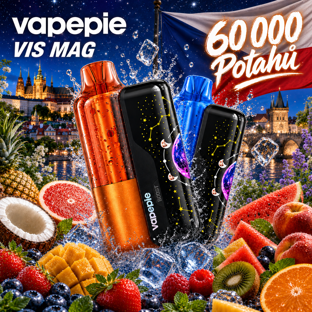 VAPEPIE VIS MAG 60 000 Potahů — 🔋Zařízení (baterie) + 💧Náplň (e-liquid)