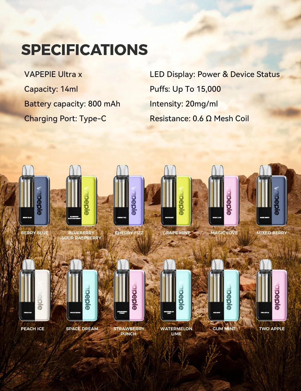 Vapepie Ultimate Kit (120 ezer slukk) Magyarországról (Big Empire*1 & Galactic Gleam*1 & Ultra Phantom*1 & Ultra X*1) Eldobható Elektronikus Cigaretta