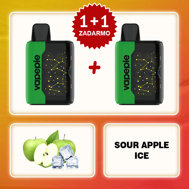 💥Akcia 1+1 ZADARMO!🔥Kyselé Jablko Led & VAPEPIE 25000 PUFFS - Star Sky Curved Screen