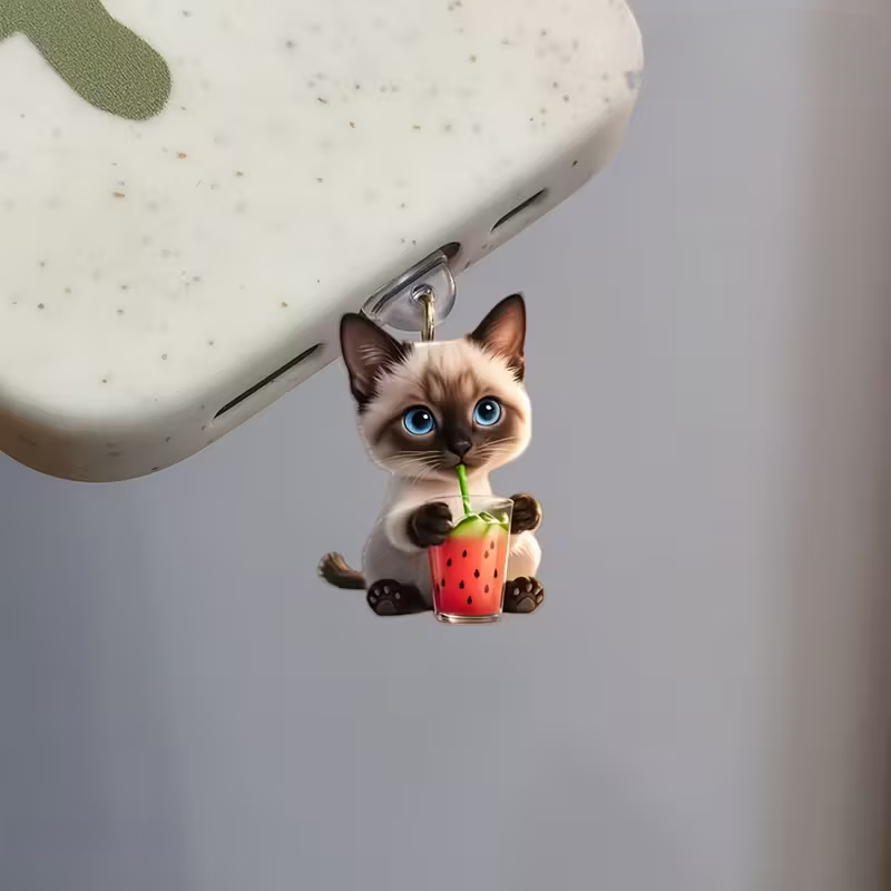 🐱🍉 Cute Kitty Phone Dust Plug Charm