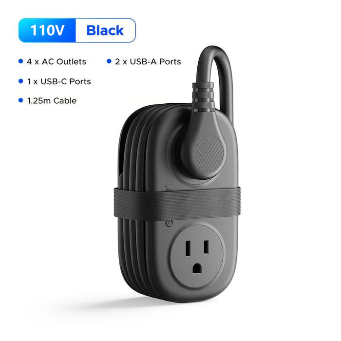 Travel Power Strip,4 Outlets 2 USB Ports (1 USB C) with 4FT Wrapped Short Extension Cord Small Power Strip
