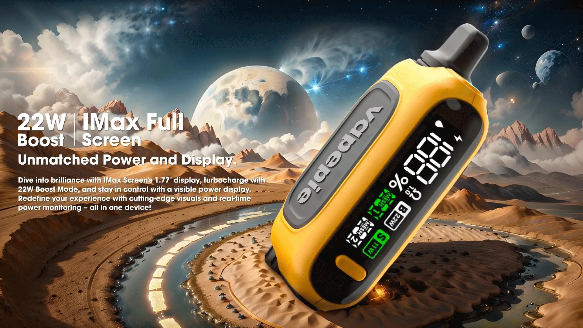 Vapepie RO 15000 šluků s IMAX full screen displejem a reálným časem monitorování výkonu