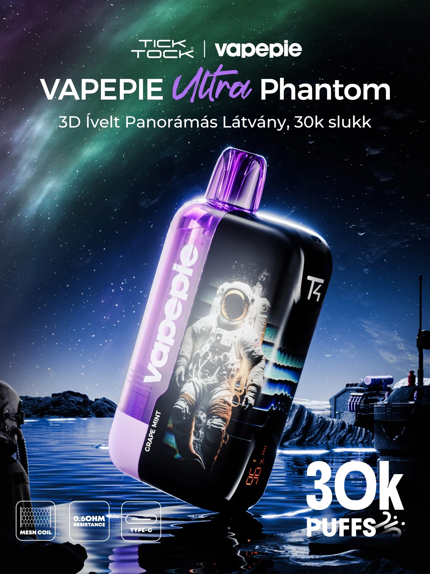 Vapepie Ultra Phantom 30000 Puffs (Intenzív aroma·Teljesítmény)