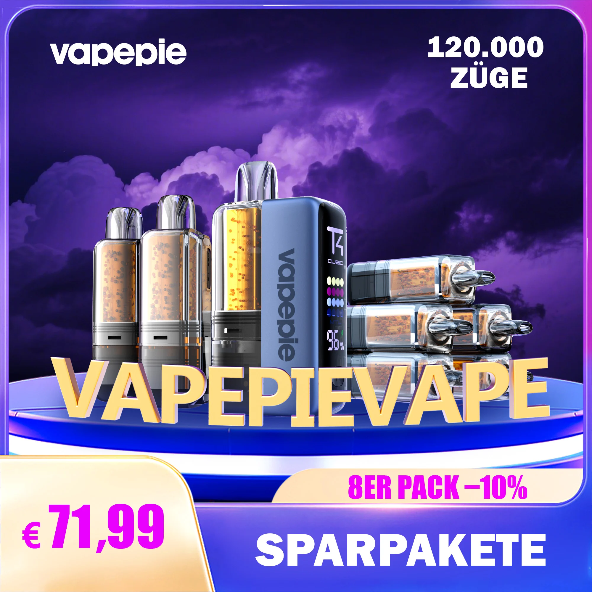 【DE】【7+1 Sparpaket-10%】Vapepie 120.000 Züge