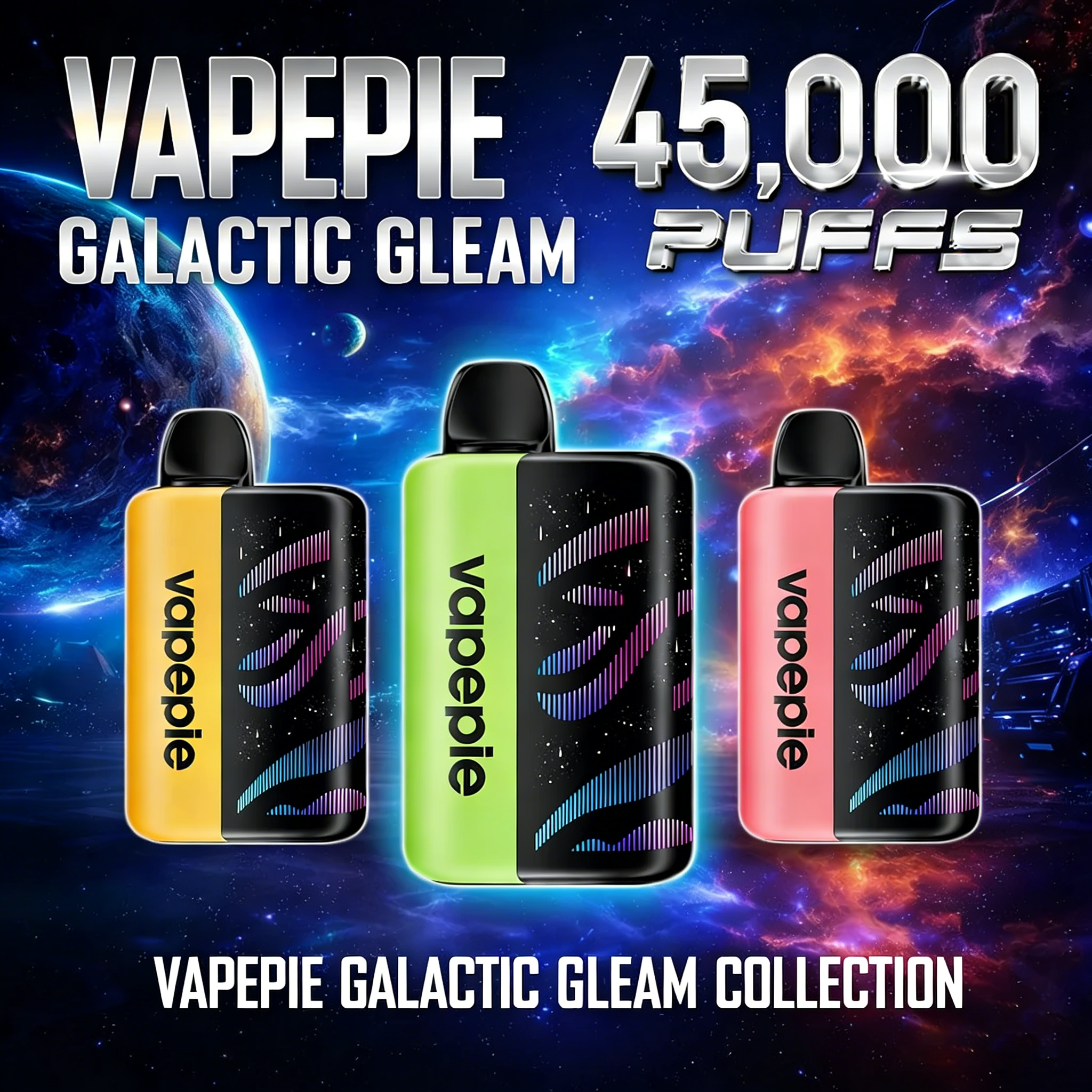 🌌VAPEPIE Galactic Gleam – 45000 PUFFS Galaktikus dizájn, hosszan tartó élvezet💨