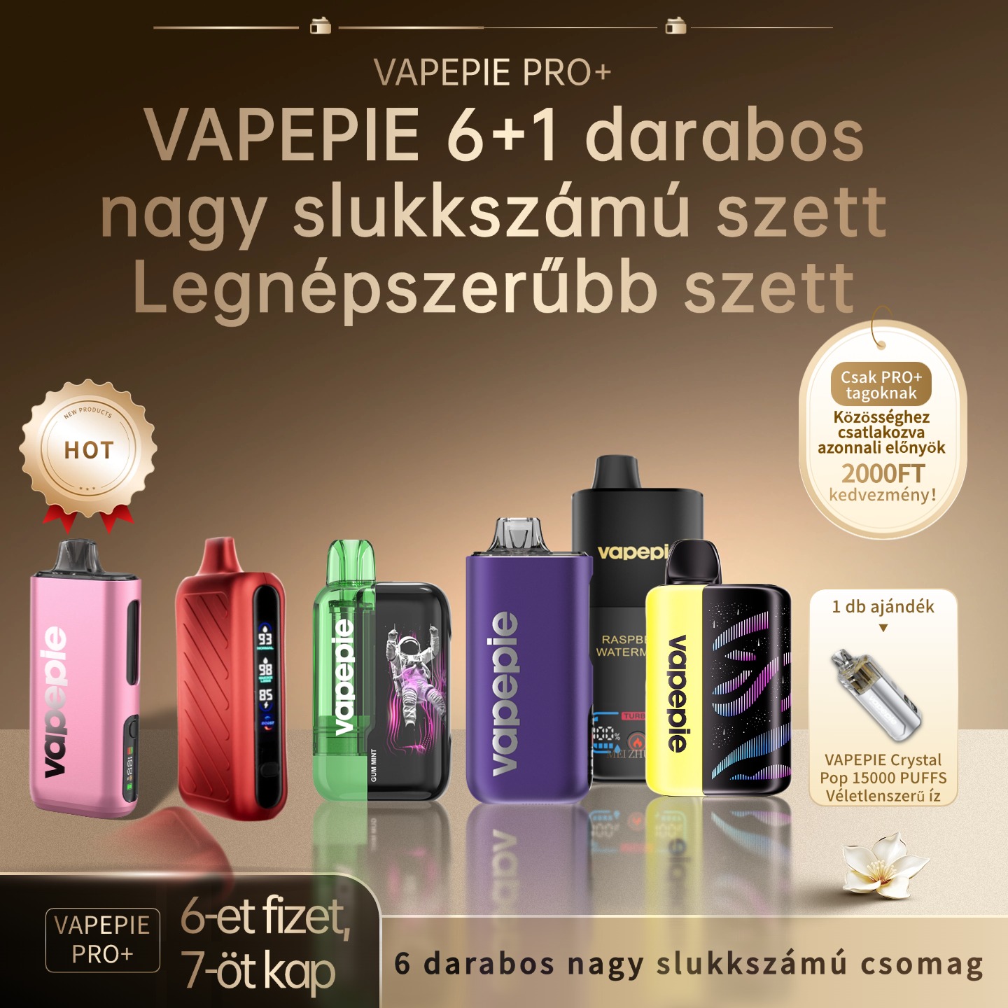 🔥VAPEPIE 6 darabos nagy slukkszámú szett + 1 db ajándékt🔥
