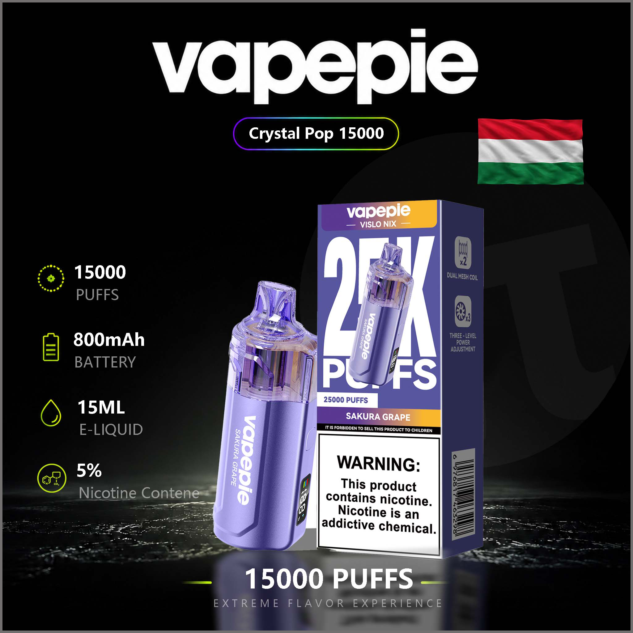 VAPEPIE Crystal Pop 15000 PUFFS