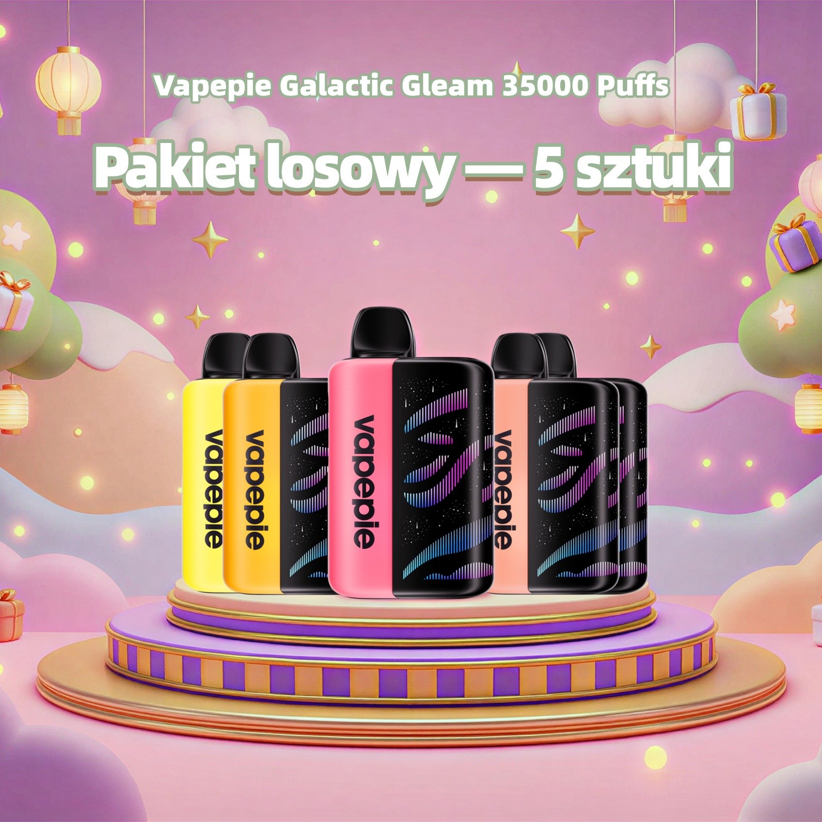 Zestaw 5 sztuk Pudełko Niespodzianka – VAPEPIE Galactic Gleam 35000 Puffs