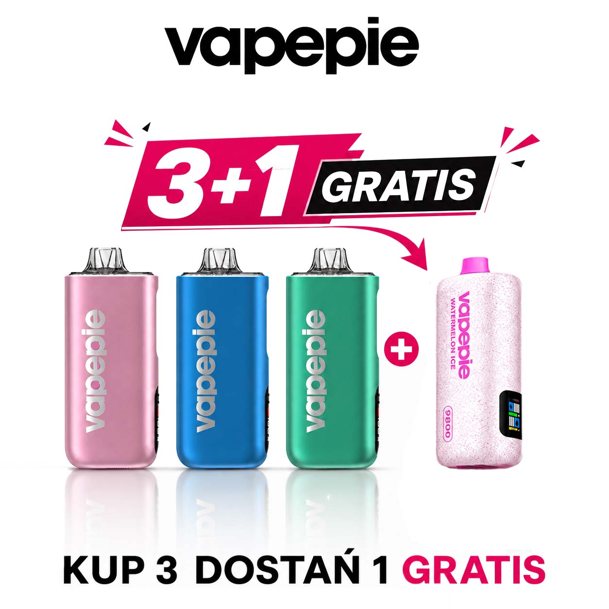 VAPEPIE Zestaw 3+1 – 3 × 40K + PowerGo 9800 PUFFS