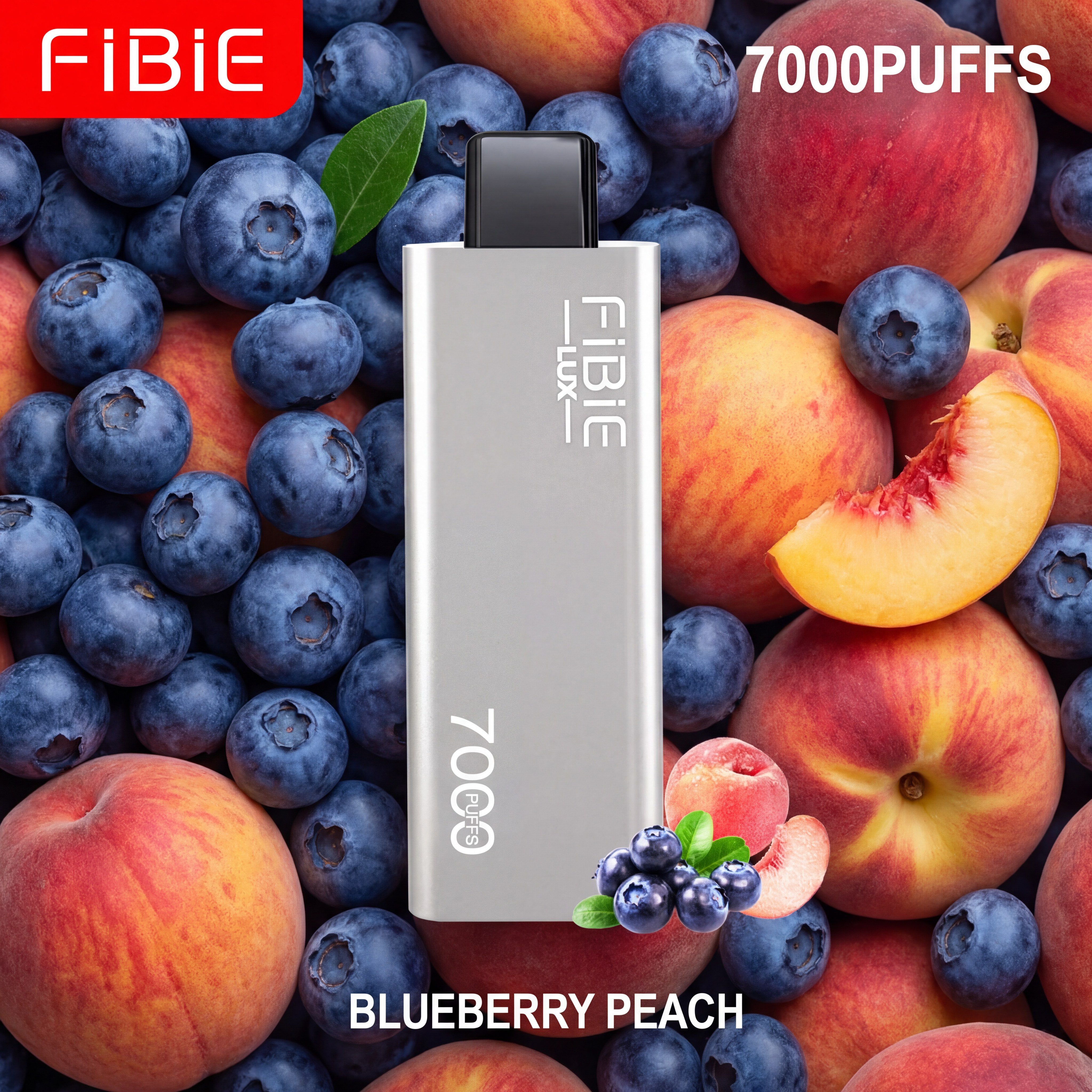 FIBIE  7000 PUFFS – smak jagód i brzoskwini