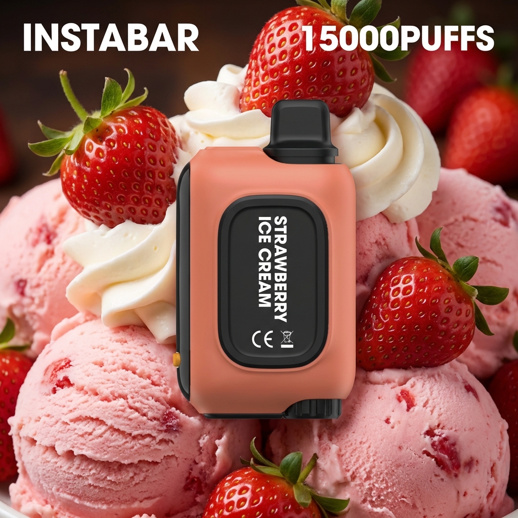 INSTABAR IBAR15000 PUFFS -🍓 Przepyszny lodek truskawkowy