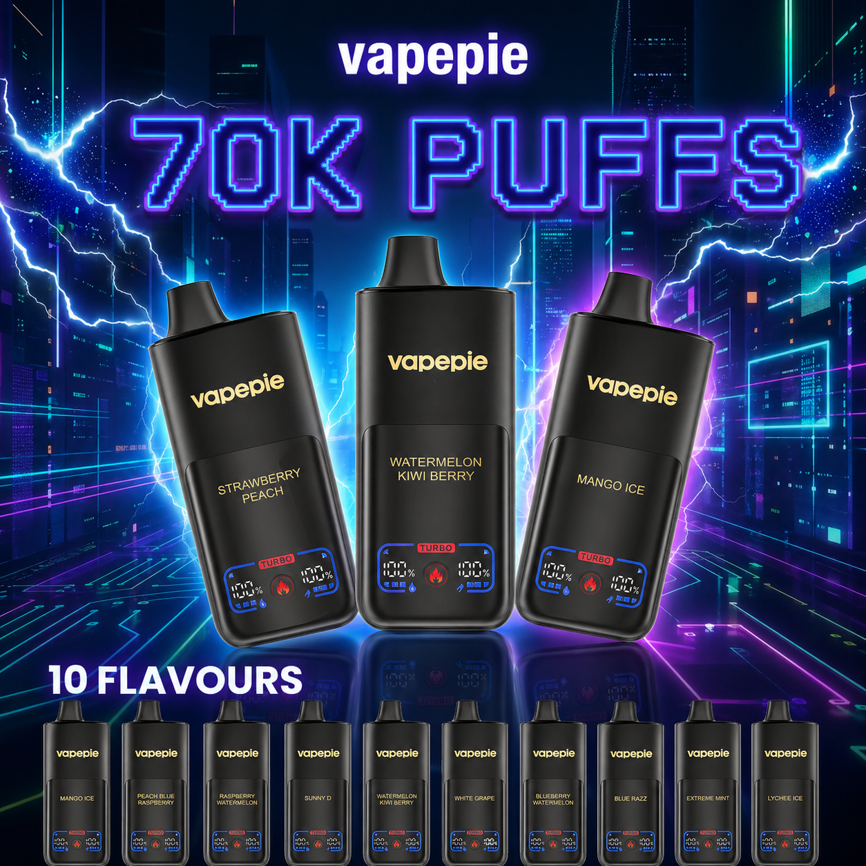 VAPEPIE Mega 70000 PUFFS – a VAPEPIE jelenlegi legnagyobb slukkszámú e-cigarettája
