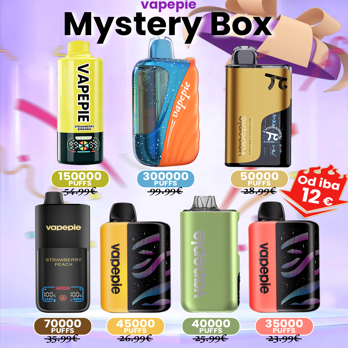 Blind Box Vapepie | 1/3/5/7/10 Kusy | Výhodné Balenie Vape na Slovensku