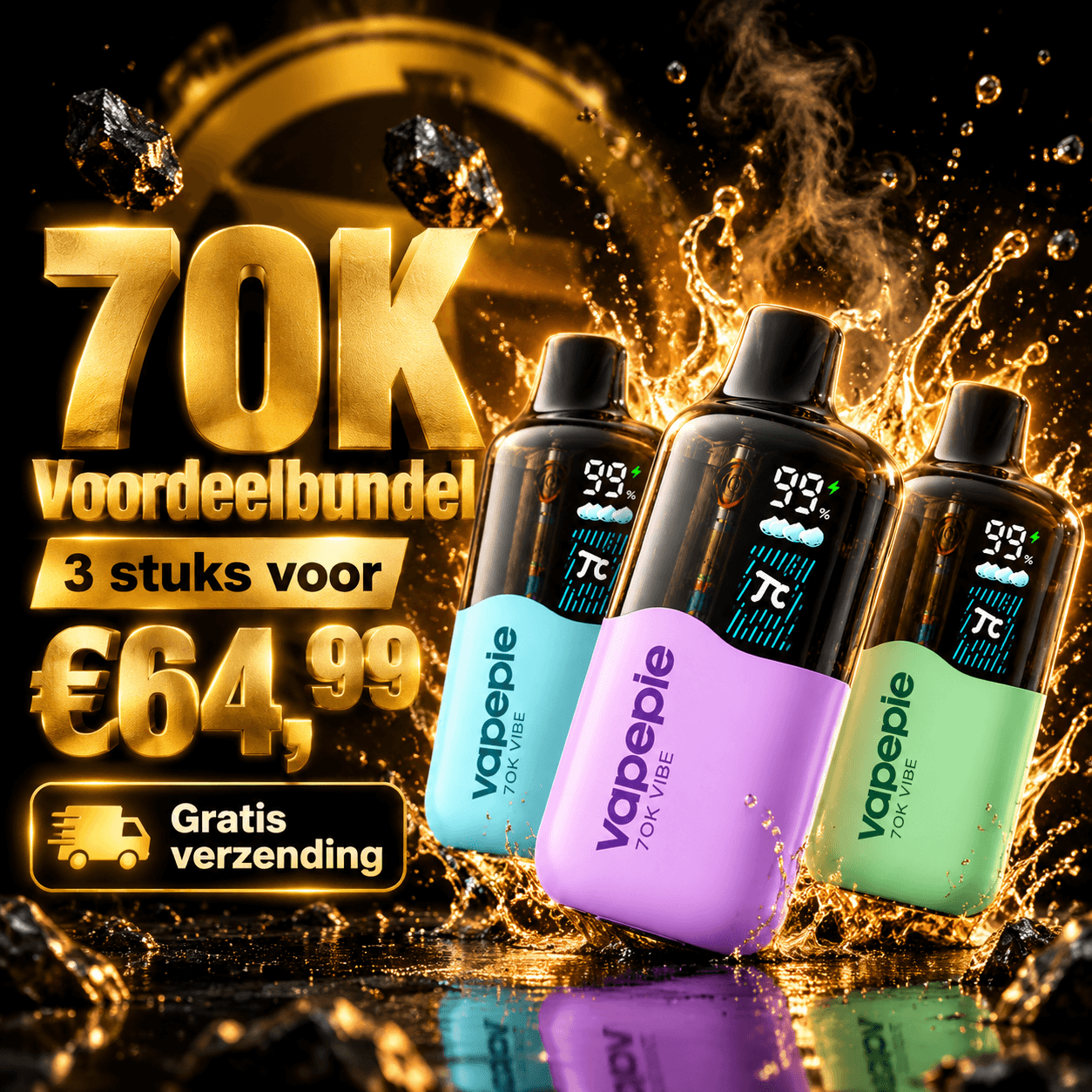 70K VIS VIBE  voordeelset (3 stuks) – Gratis verzending（5% nicotinegehalte）