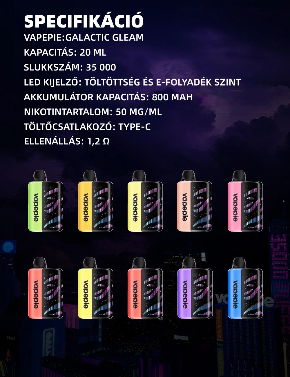 VAPEPIE Galactic Gleam 35000 Slim – Világ Első Ultravékony