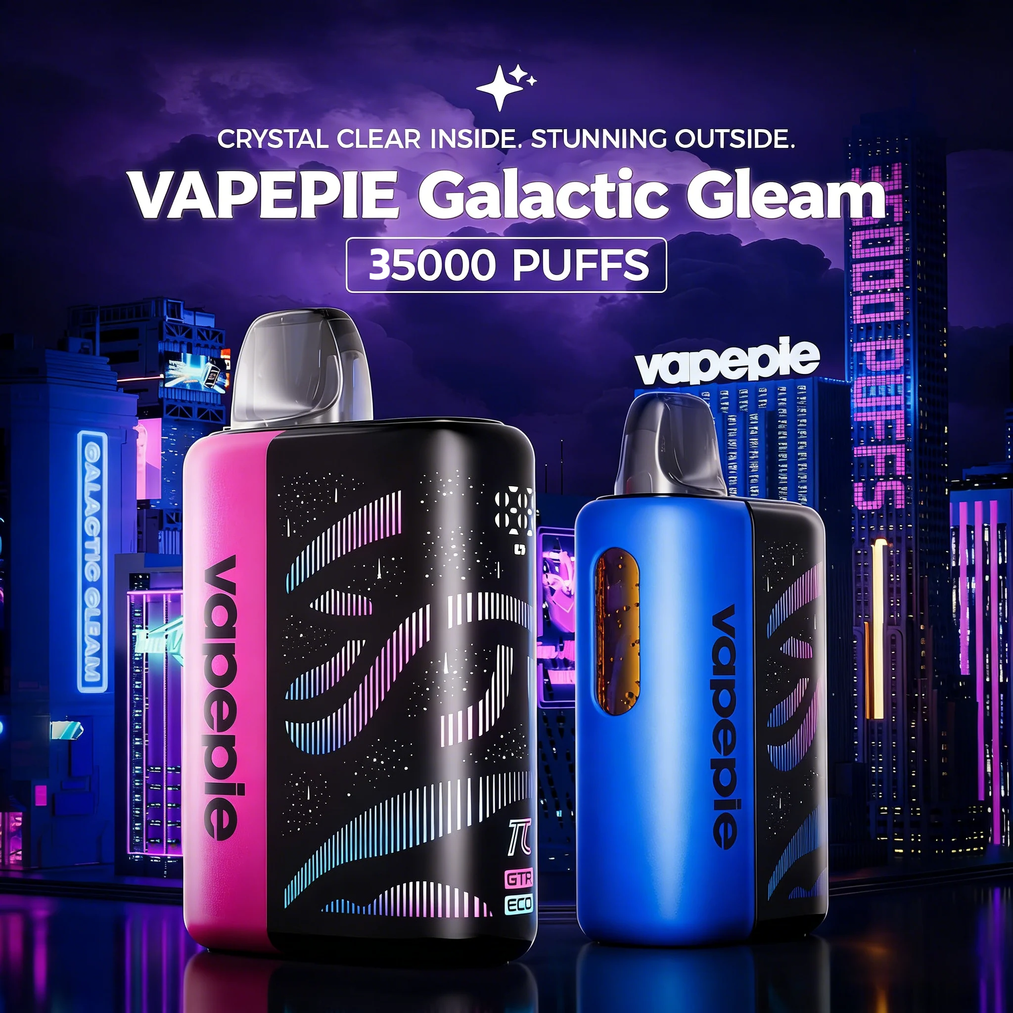 💥2ks🔥VAPEPIE GALACTIC GLEAM 35000 PUFFS🌌