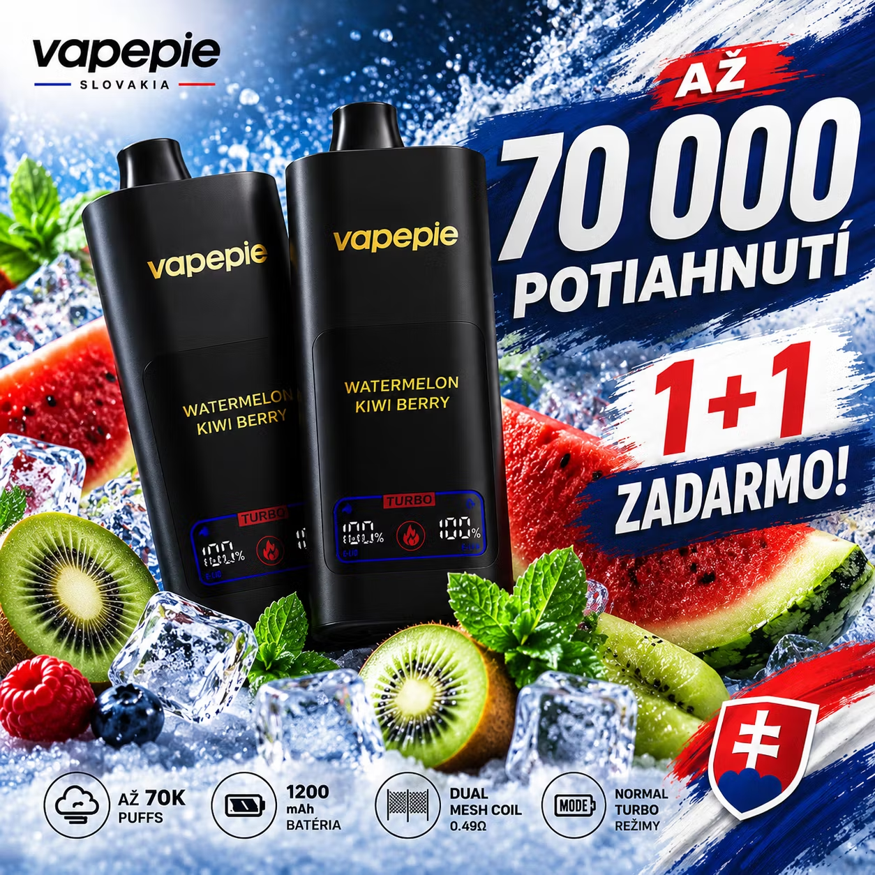 💥 1+1 （2ks）🔥VAPEPIE 70000 Puffs