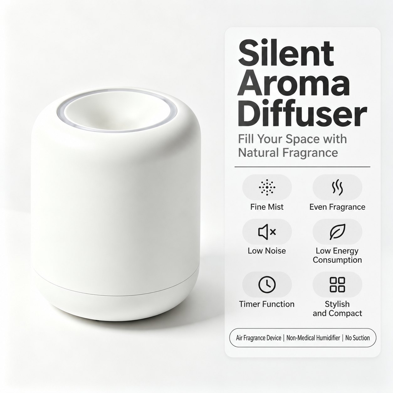 Quiet aroma diffuser English product hero