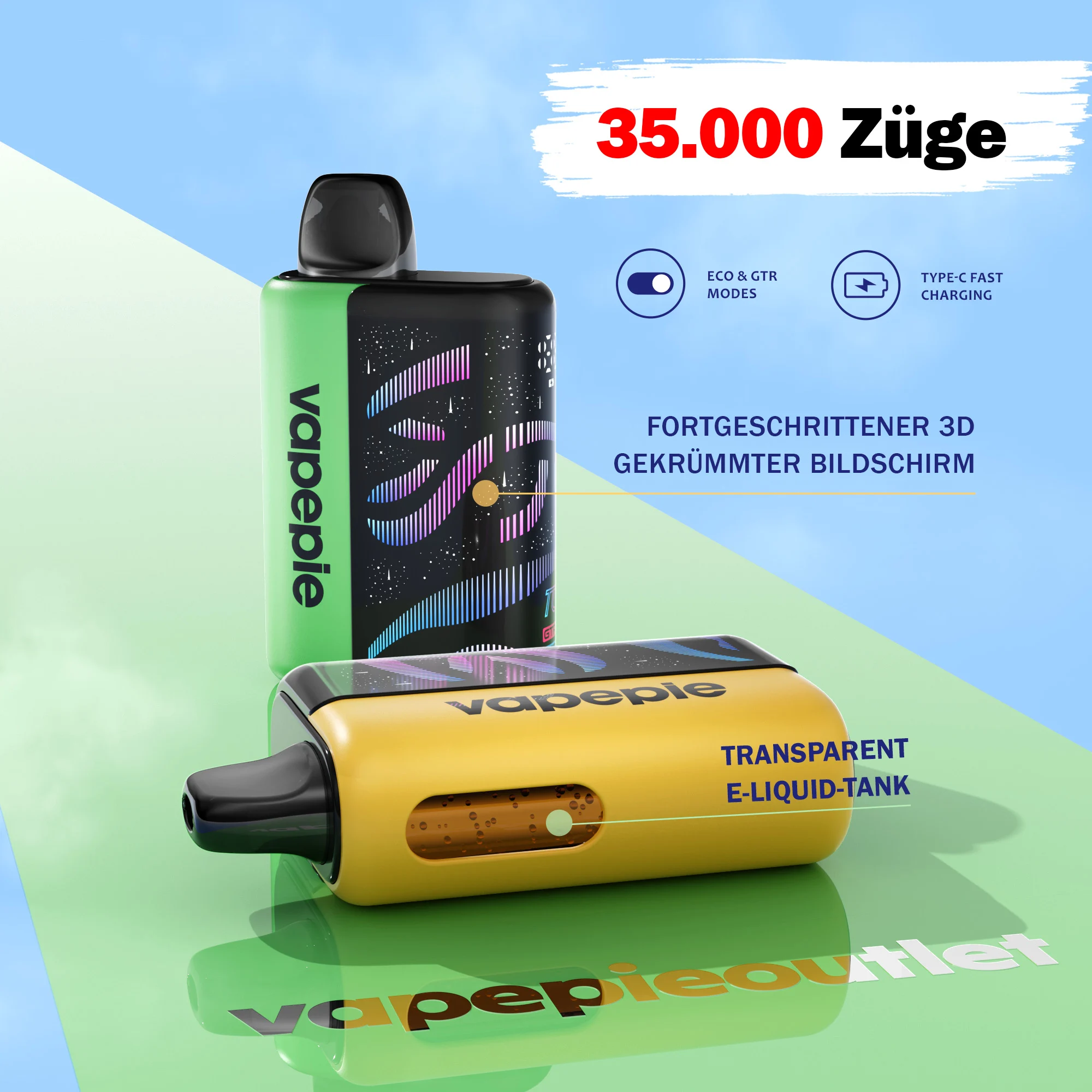 VAPEPIE Galaxy Shine 35000 Anschlüsse – Kristallklarer Innenkern, atemberaubendes Aussehen