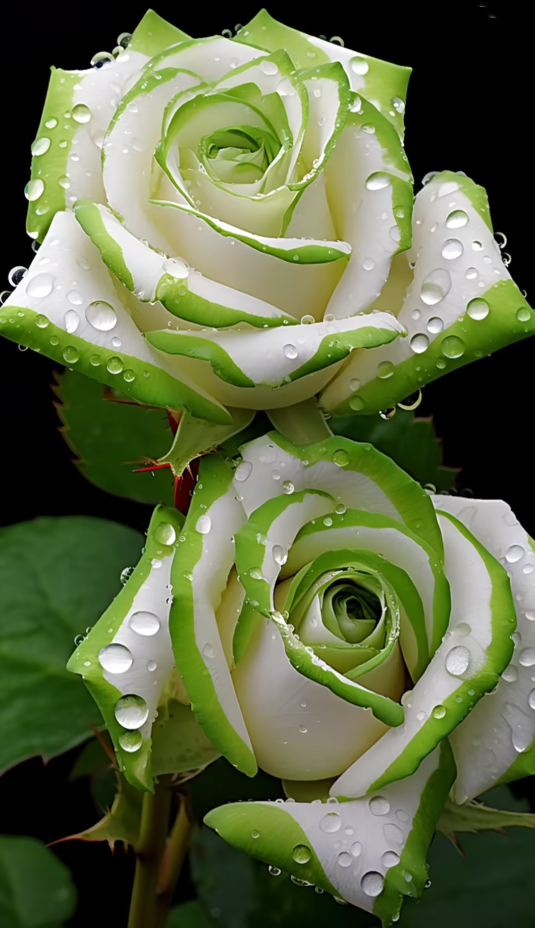 Rare White and Green Twin Rose