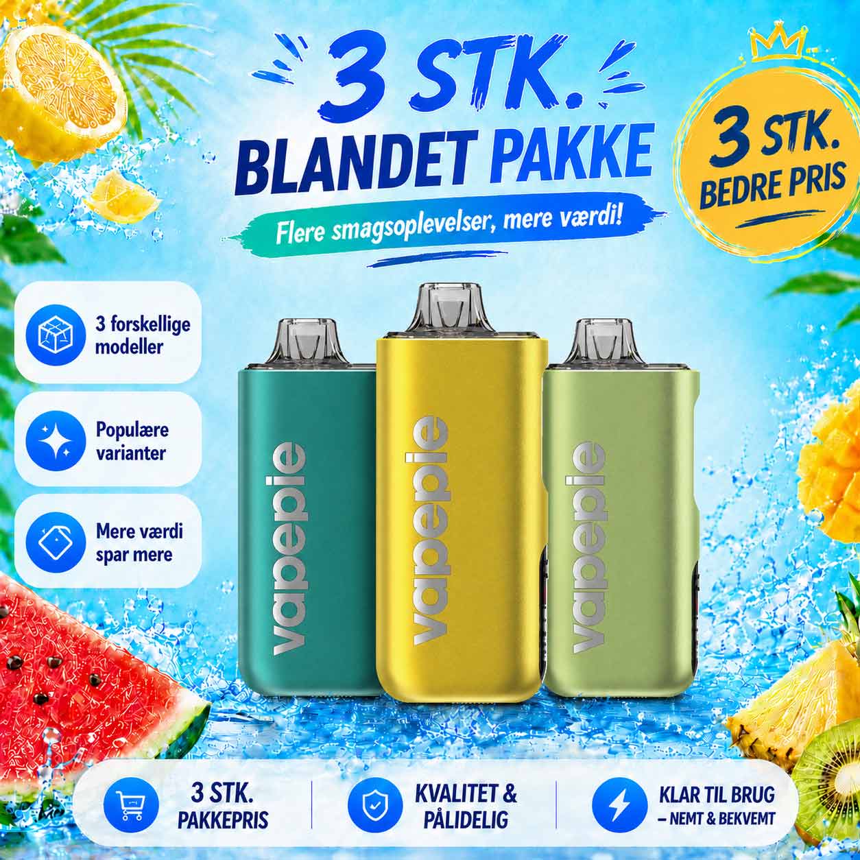 3 STK. BLANDET PAKKE – 3 x 40k