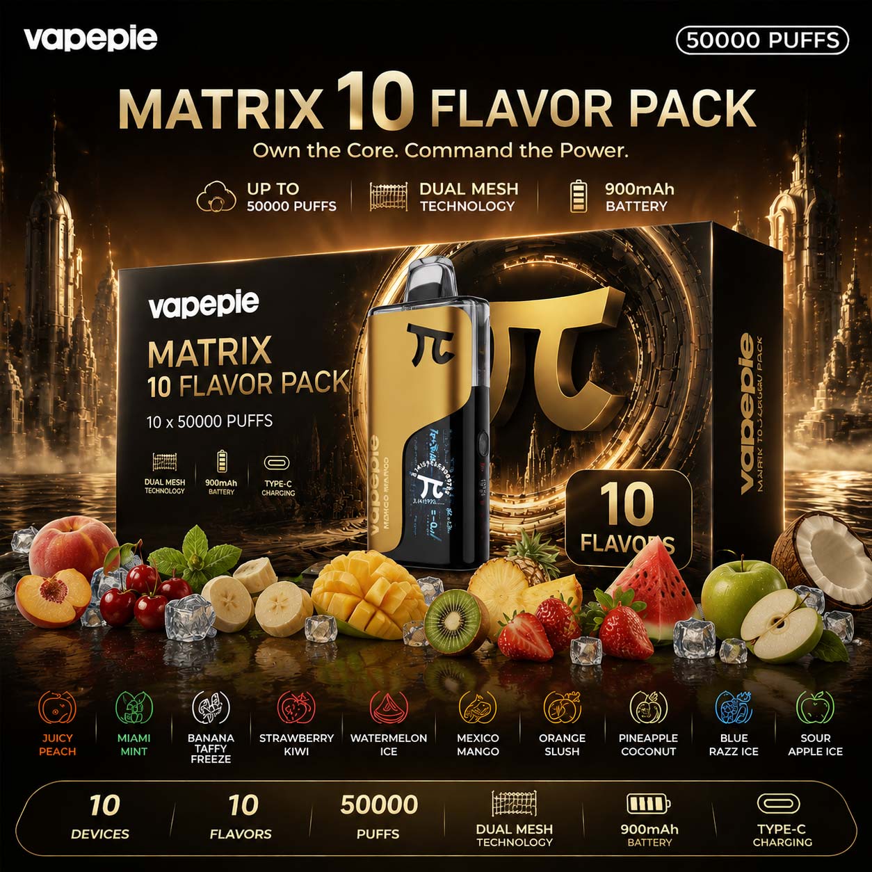 VAPEPIE 50000 MATRIX – 10 FLAVORS PACK