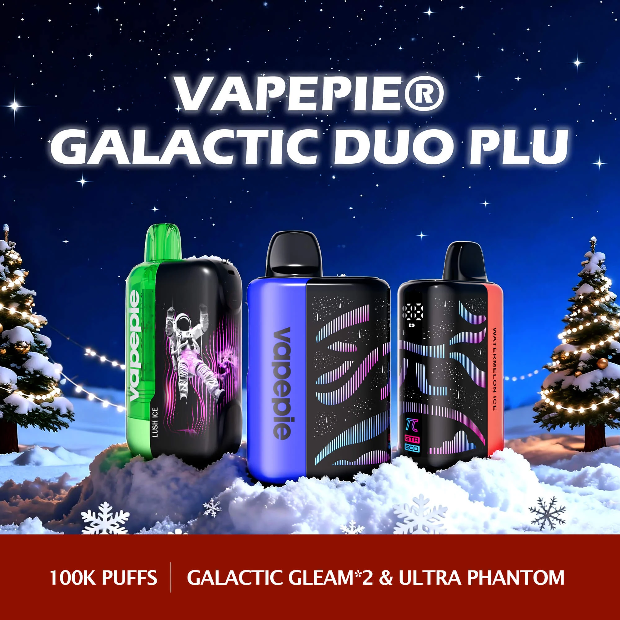 Vapepie Galactic Duo Plus – bis zu 100.000 Züge (Galactic Gleam ×2 & Ultra Phantom ×1) Einweg E-Zigarette | Versand aus Deutschland