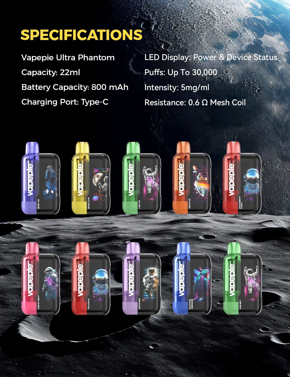 Vapepie Astronaut Trio 90k Puff (Ultra Phantom*3) Einweg-E-Zigarette