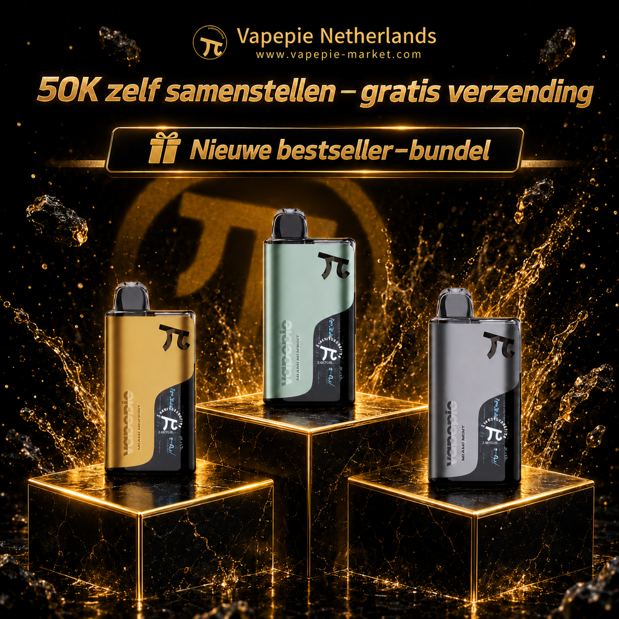 Vapepie 50000 Set van drie stuks - derde stuk halve prijs