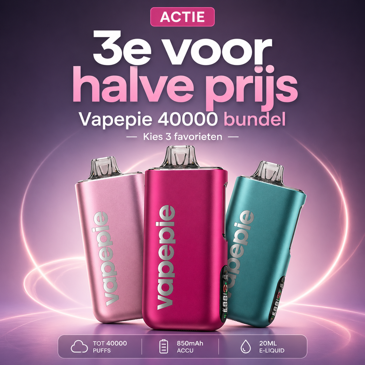Vapepie 40000 Set van drie stuks - derde stuk halve prijs