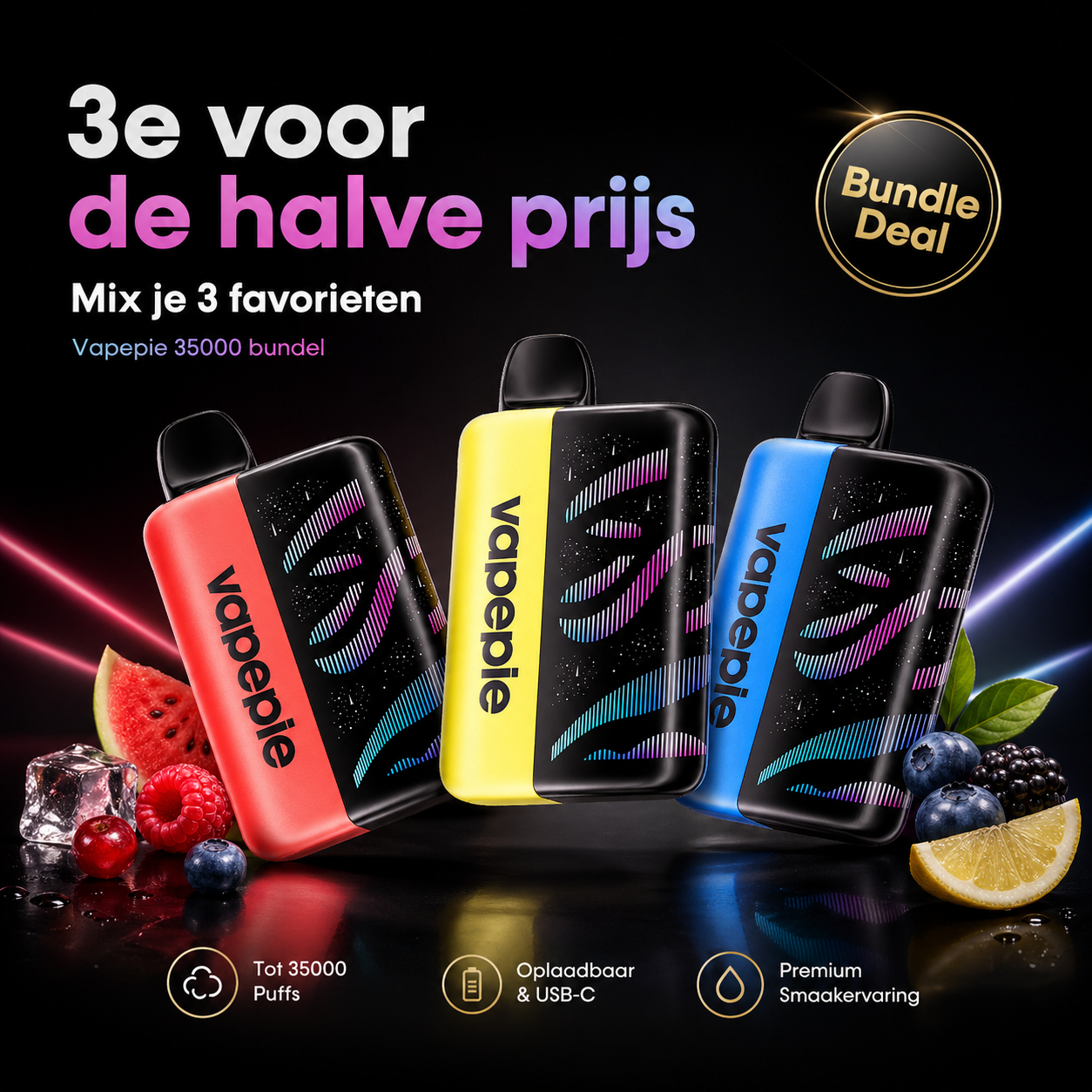 Vapepie 35000 Set van drie stuks - derde stuk halve prijs