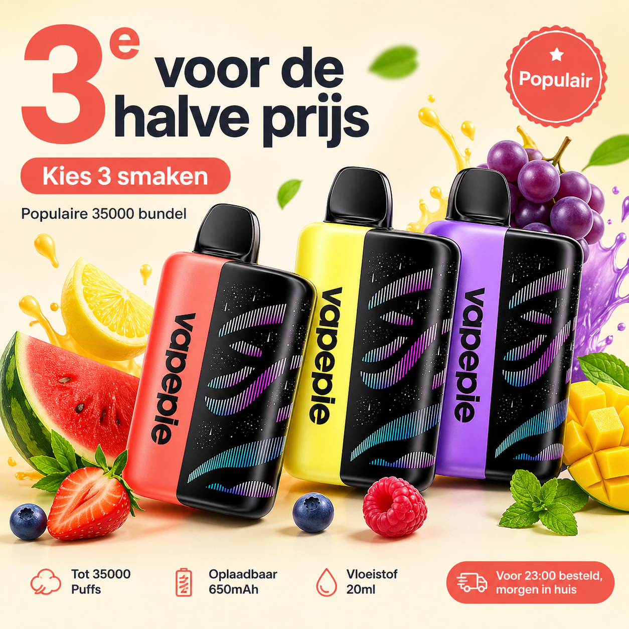 Vapepie 35000 Set van drie stuks - derde stuk halve prijs