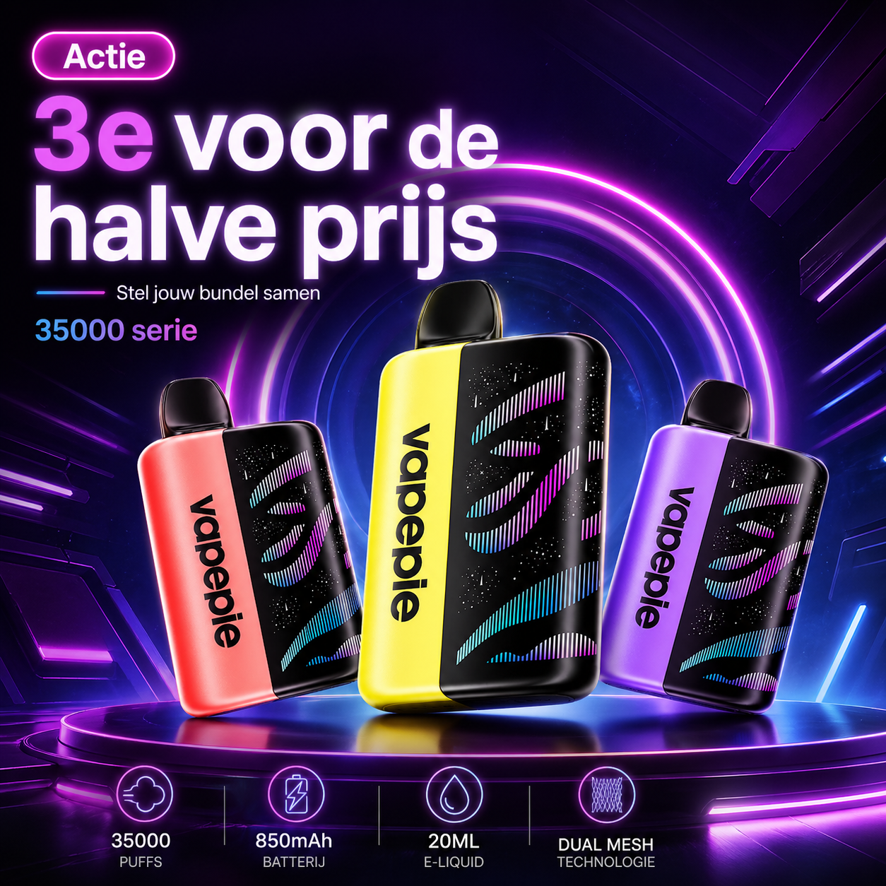 Vapepie 35000 Set van drie stuks - derde stuk halve prijs