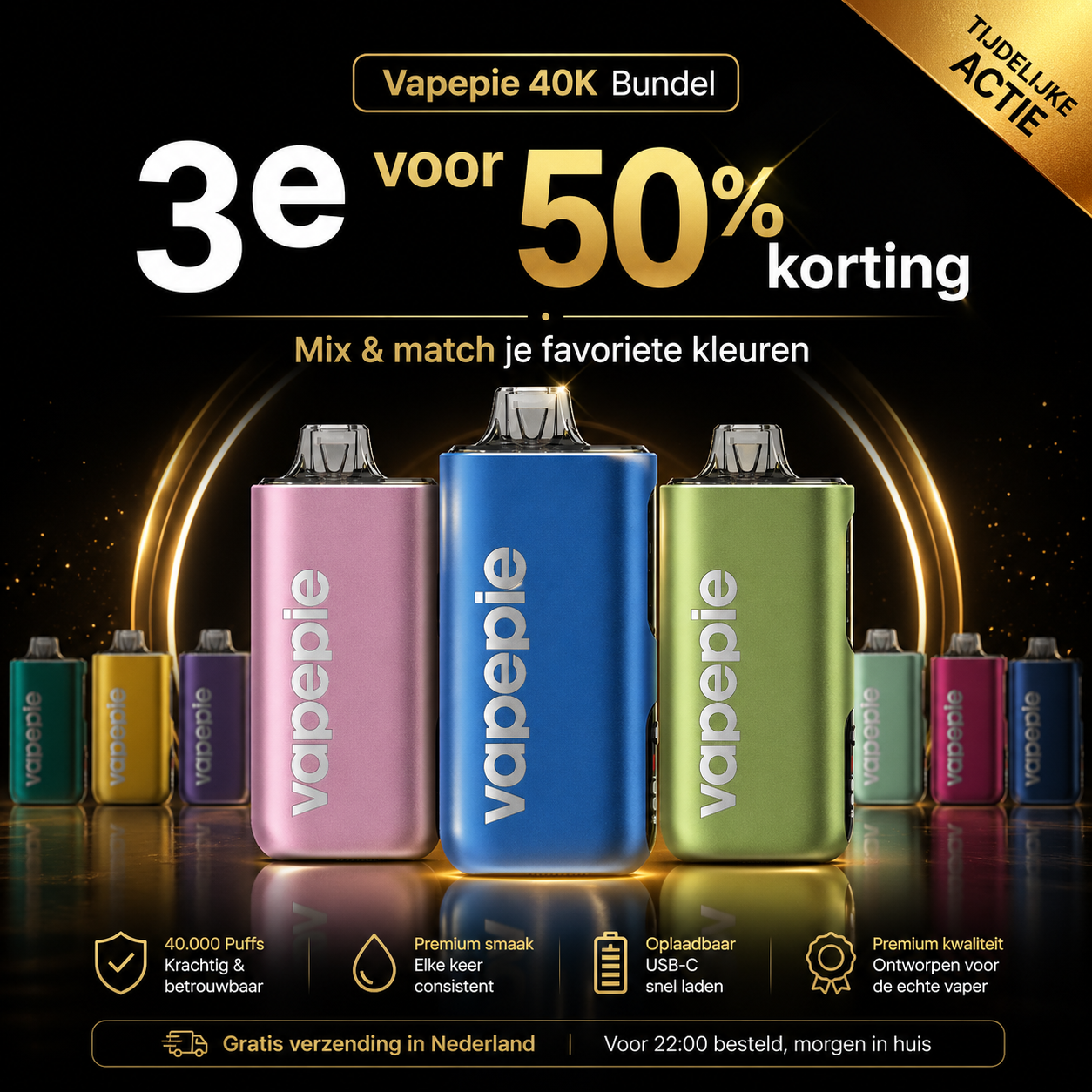 Vapepie 40000 Set van drie stuks - derde stuk halve prijs