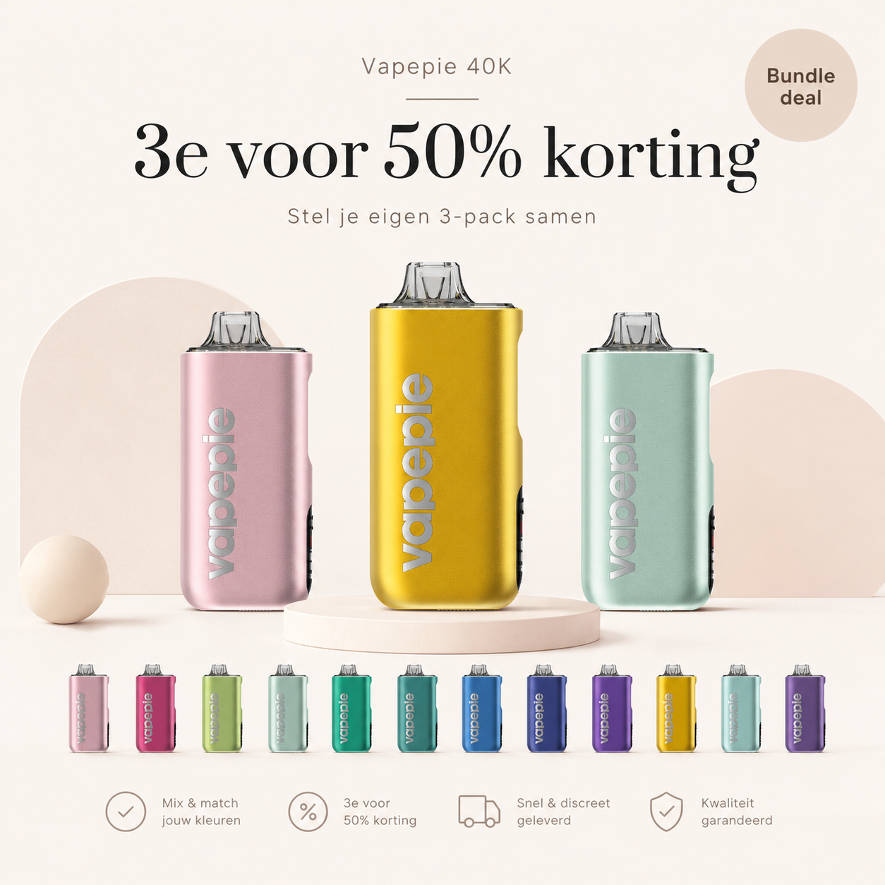 Vapepie 40000 Set van drie stuks - derde stuk halve prijs