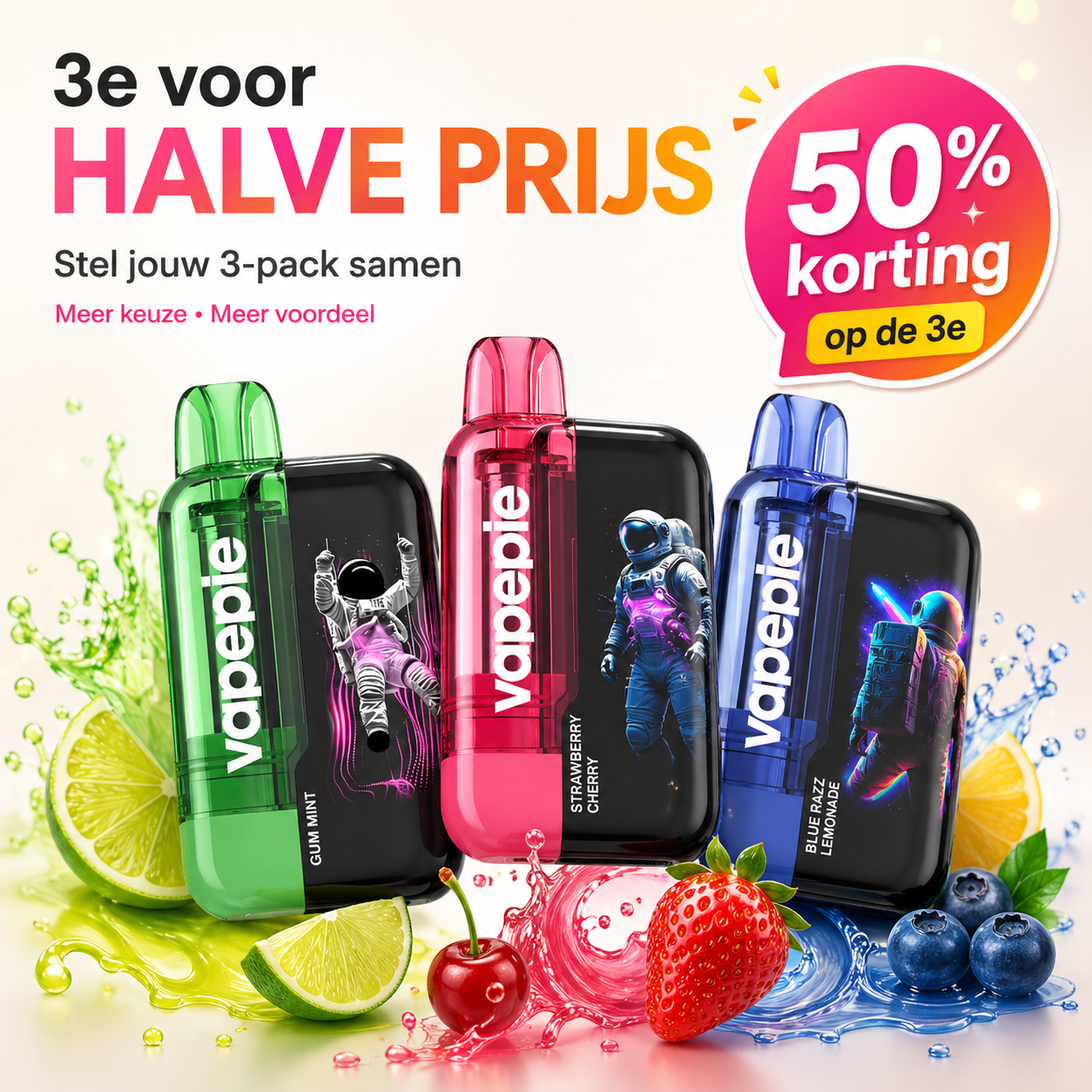 Vapepie 30000 Set van drie stuks - derde stuk halve prijs