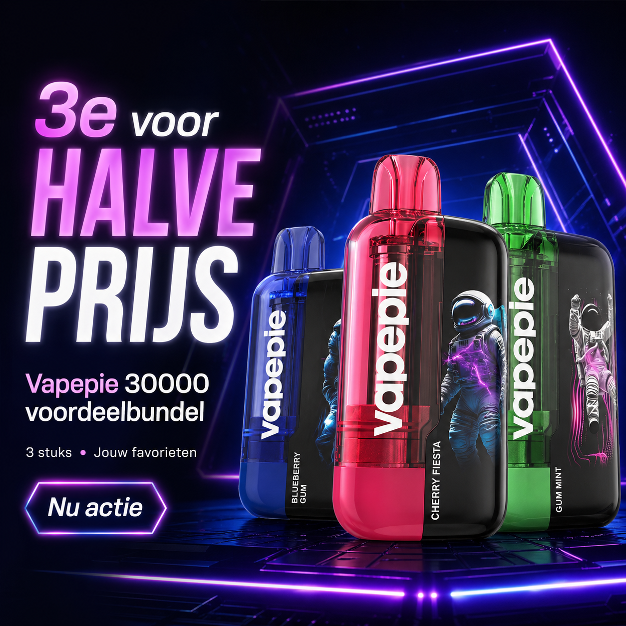 Vapepie 30000 Set van drie stuks - derde stuk halve prijs