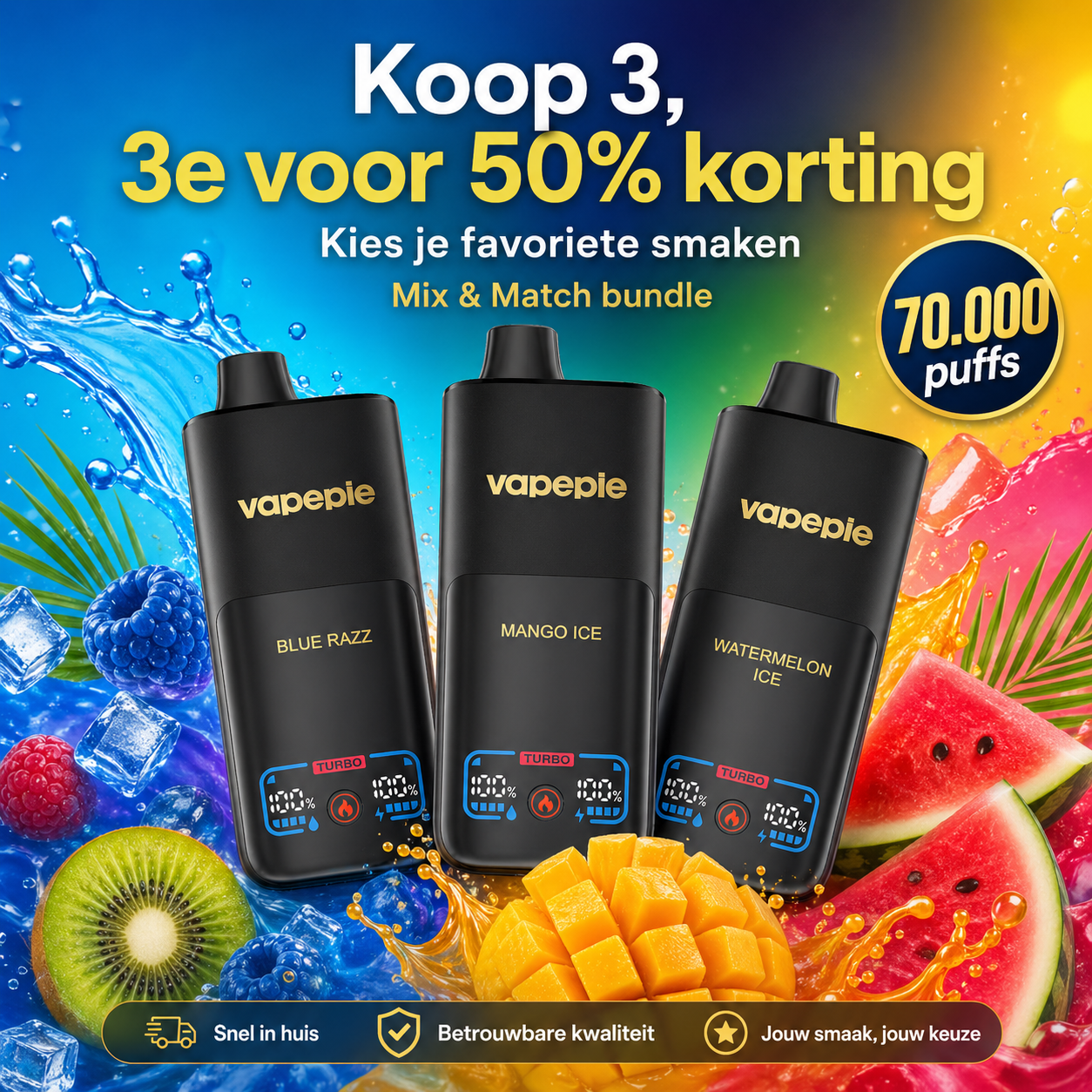 Vapepie 70000 Set van drie stuks - derde stuk halve prijs