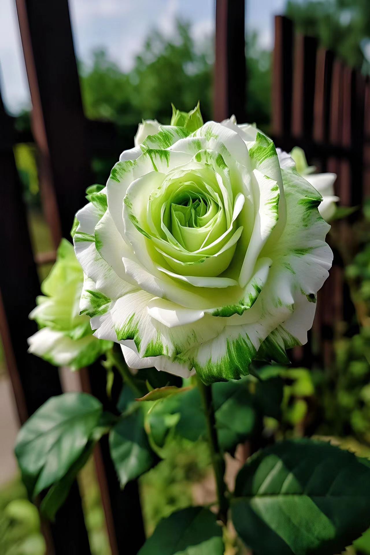 Rare White and Green Twin Rose