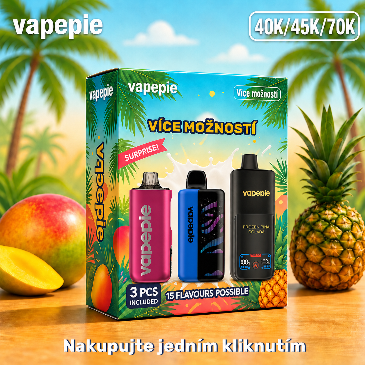 Extra výhodný balíček Vapepie 70K / 45K / 40K – kombinujte příchutě podle sebe