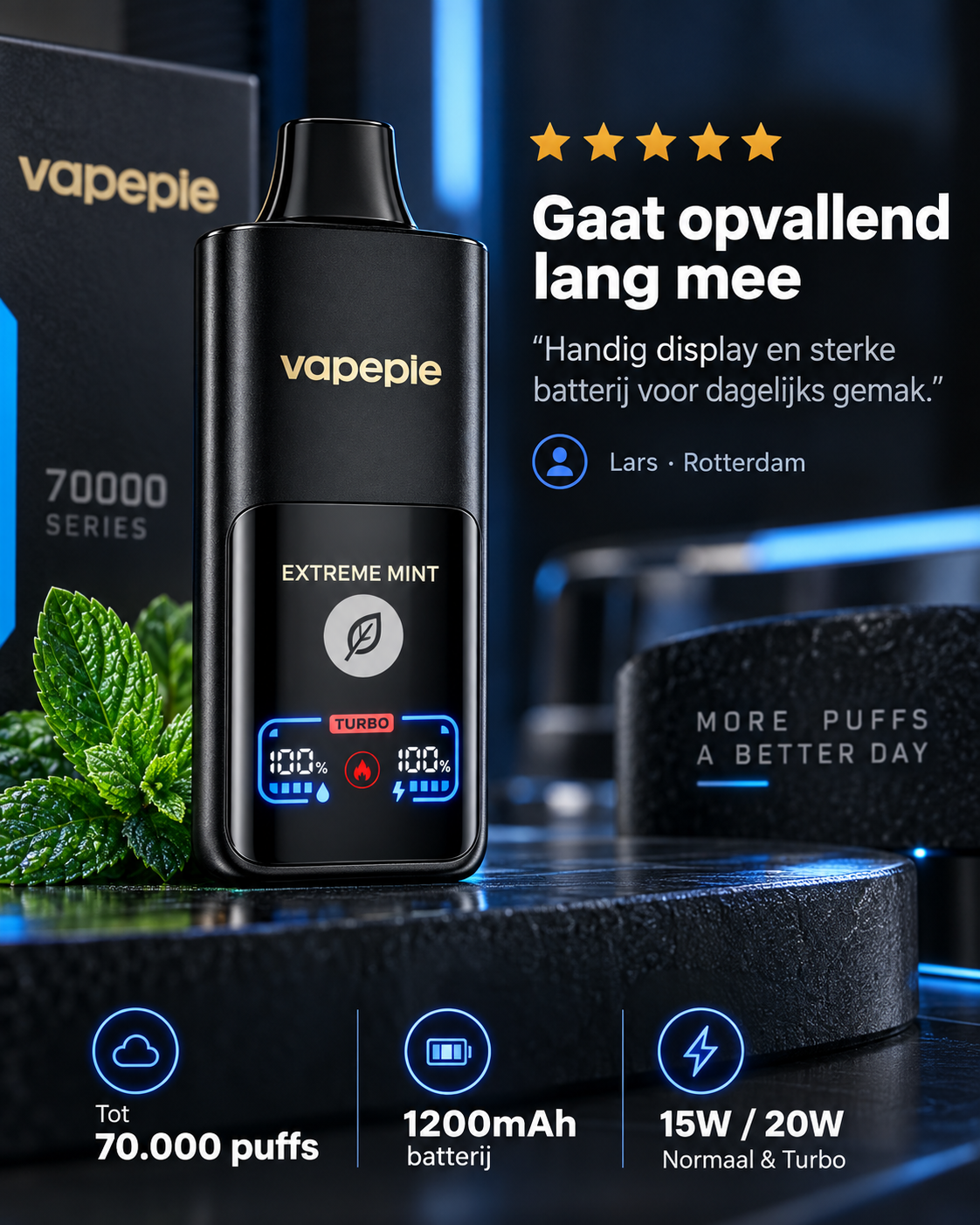 VAPEPIE 70000 PUFFS - Perzik Blauwe Framboos