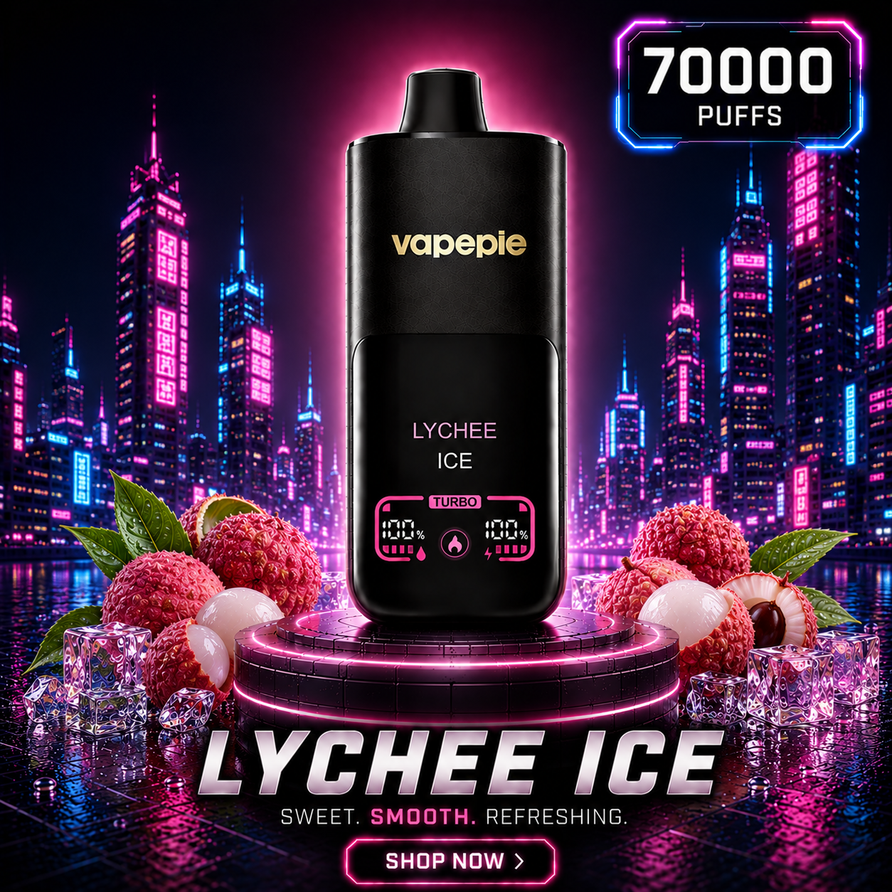 Lychee Ice | 70000 Puffs Rechargeable Disposable Vape