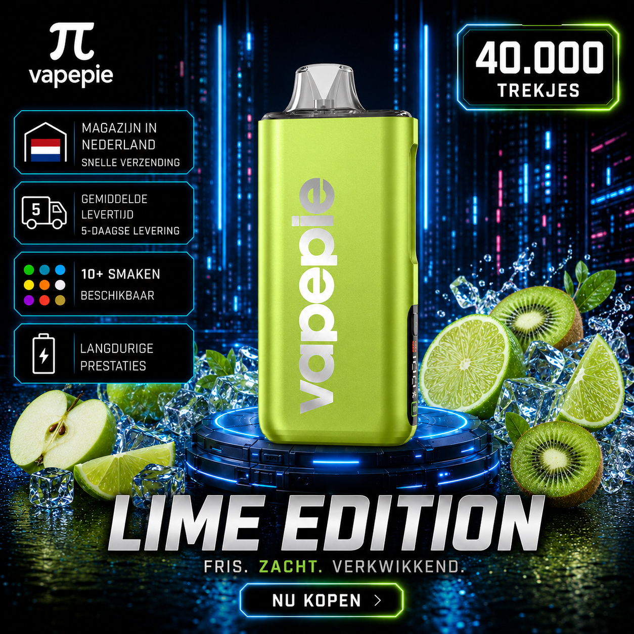 🔥Vapepie PRO Max 40.000 trekjes（5% nicotinegehalte）