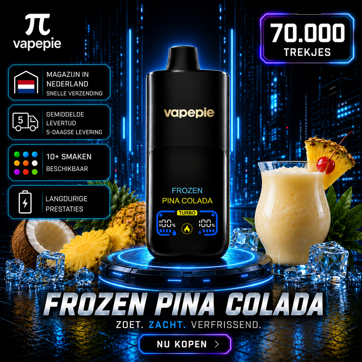 🔥Vapepie PUFFS 70.000 trekjes （5% nicotinegehalte）