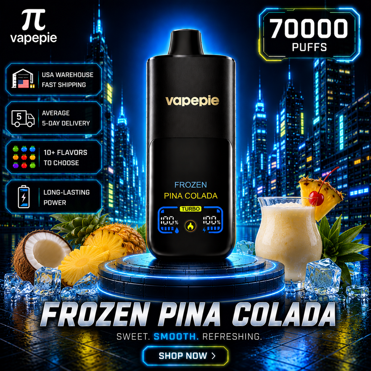 Frozen Pina Colada | 70000 Puffs Rechargeable Disposable Vape